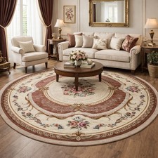 AUBUSSON - TAPPETO SALOTTO CAMERA ROTONDO STILE FRANCESE CLASSICO MARRONE