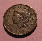 Photo of a 1837-P Large Cent from an eBay listing that sold on Jul 18, 2026