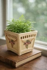 Vintage Weller Pottery Square Planter Cream /Floral Arts Crafts Jardiniere 3.25”