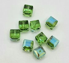 Swarovski Crystal Peridot AB Faceted Cube 5601 Bead; 4mm 12pc or 6mm 6pc 