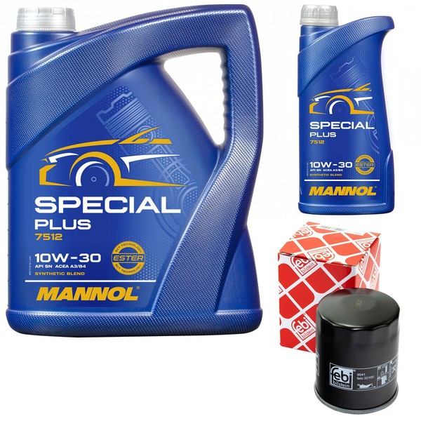 MotoröL Set Mannol 10W-30 API SN 6 Liter + ÖLfilter FüR Opel Vectra B 1.7 TD J96-image