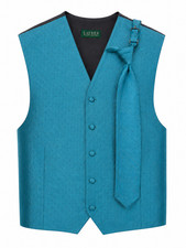 Men's Lauren Ralph Lauren Teal Tuxedo Vest Matching Long Tie Size 4XL