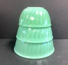 FIRE KING Swirl JADEITE Shell 3 Nesting Bowl Set By Anchor Hocking
