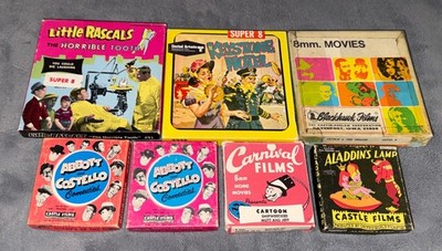Lot of 7 - Super 8 - 8mm - Comedy Films - Abbott and Costello Cartoons Rascals