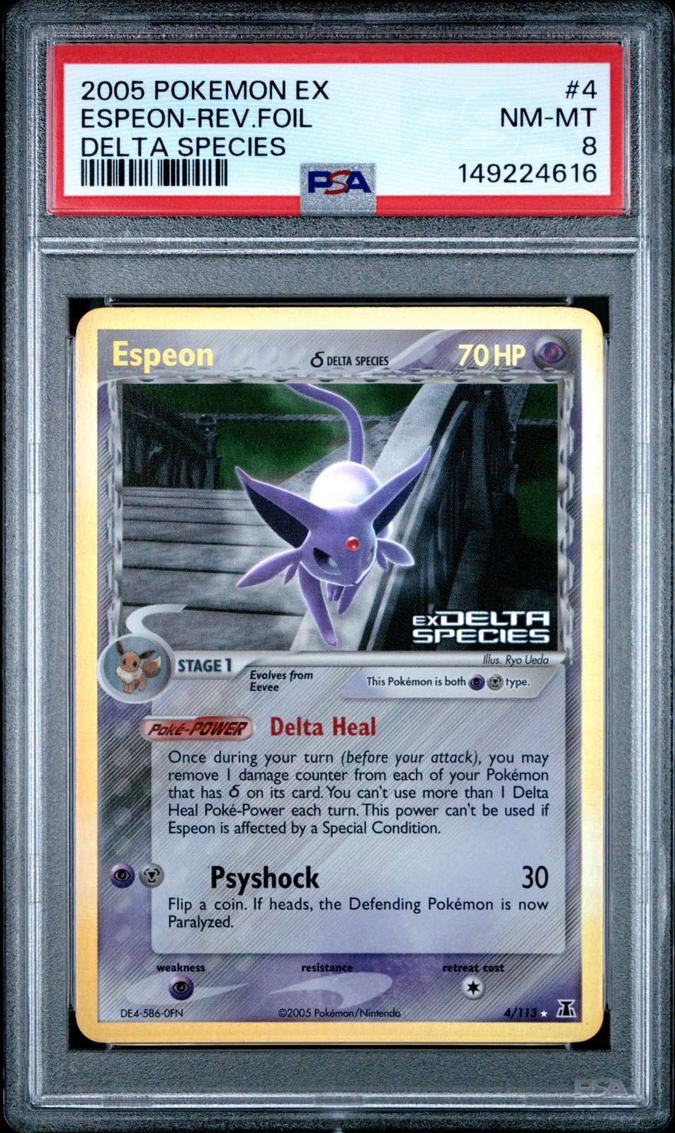 ESPEON REVERSE HOLO 4/113 DELTA SPECIES POKEMON PSA 8