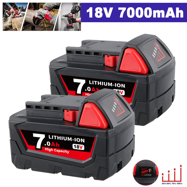 2 StüCk FüR Milwaukee M18 Akku 18V Xc 7,0 Ah Li-Ion M18B6 48-11-1860 48-11-1852-image