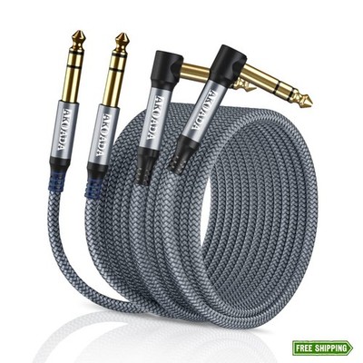 1/4 Inch TRS Audio Cable, 6.35mm Balanced Stereo Cord, 15FT (2-Pack)