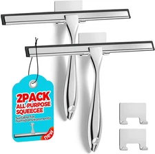2PACK Shower Squeegee for Glass Doors, Squeegee for Shower Glass，All-Purpose Til