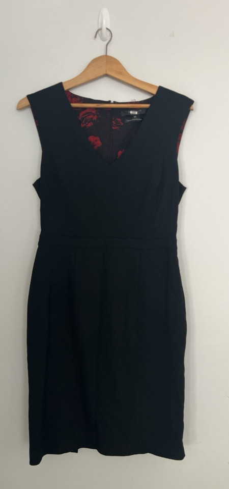 Portmans Dress Midi Black Size 10 Fabric From Europe Lined Work Corporate Ex Con