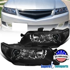 Fits 2004-2005 Acura Tsx Headlights Projector Head Lamp Black 04-05 Replacement