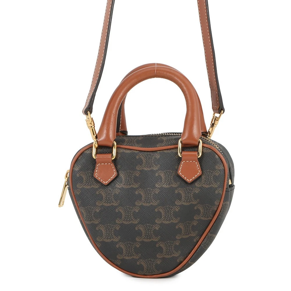 Celine — CELINE Triomphe Heart 2-way Bag PVC/Leather Tan 198222