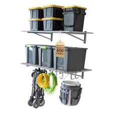  2-Pack Heavy Duty Wall Shelves – Wall-Mounted Garage Storage Shelving and 