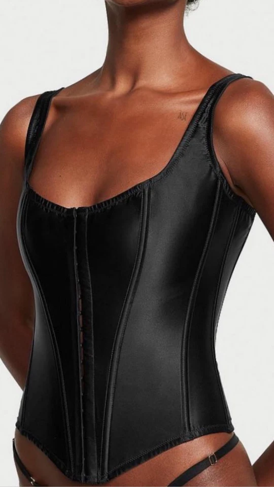 Nuevo con etiquetas Conjunto Corsé Victoria’s Secret Negro Muy Sexy Clásico Seda Talla S/P Foto 3 de 4
