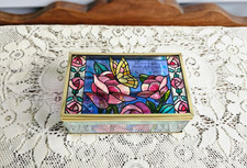 Y2K Stained Glass Butterfly Jewelry Box Vinta...