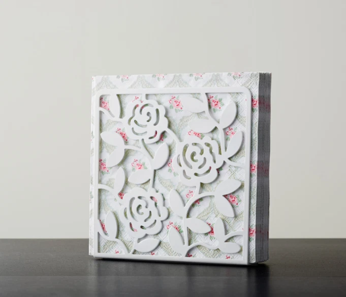 IKEA LIKSIDIG Porta Tovaglioli, Bianco, 6x6" 16x16 cm Decorazione Floreale NUOVO - Immagine 3 di 4