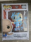 Kurt Angle Signed & Inscribed Funko Pop #146 JSA WWE WWF Blue Paint Pen