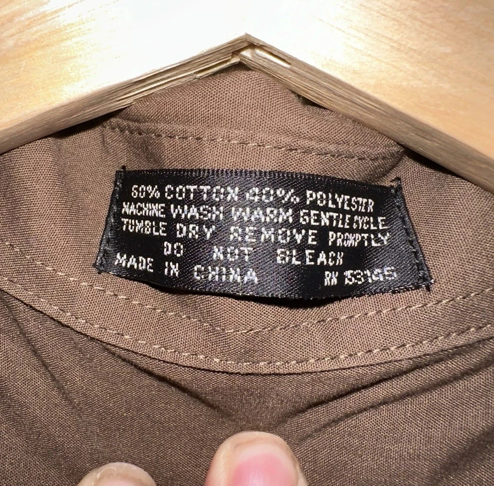 Camisa de vestir Omega Italia para hombre 3XL marrón manga larga vacaciones trabajo grande y alta Foto 3 de 3