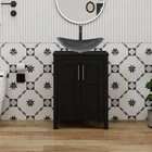 24" Black Modern Bathroom Vanity Set with Vessel Sink & Faucet, Storage Cabinet