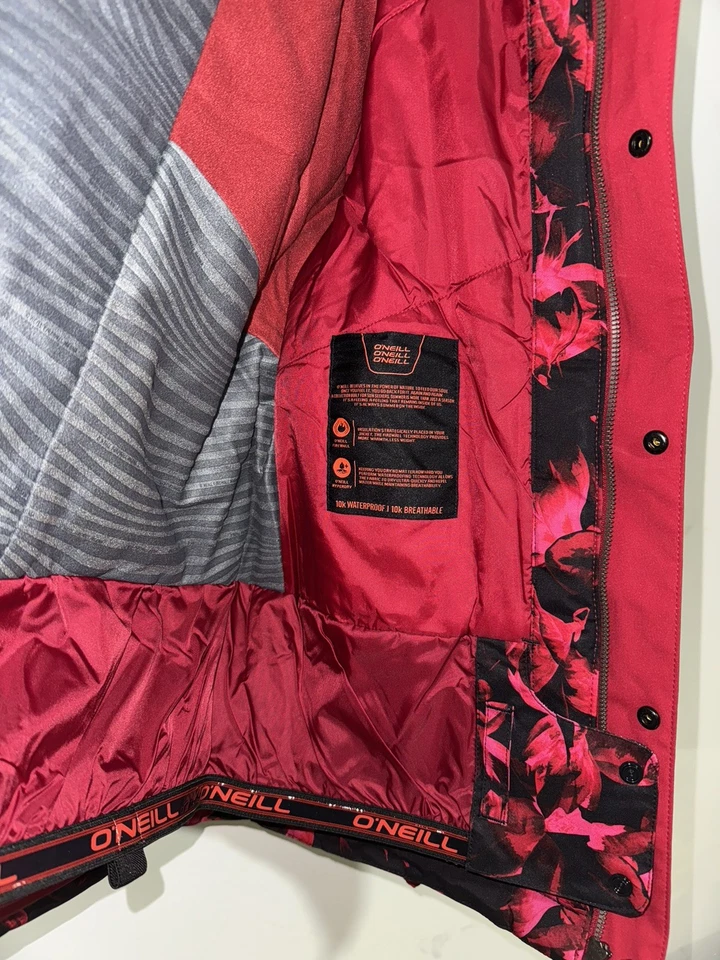 Nuevo ONeill Coral Mujer Rojo Invierno Esquís Snowboard Nieve Floral Chaqueta Talla Pequeña Foto 3 de 4