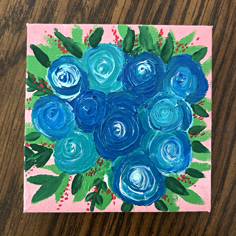Small Unframed Floral Contemporary Painting - Flowers ORIGINAL Single Piece
