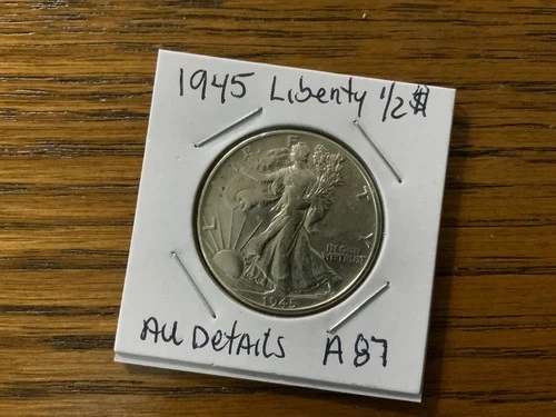 1945 Walking Liberty Half Dollar high grade AU details A87