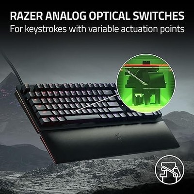 Black - Razer Huntsman V2 Analog Gaming Keyboard: Adjustable Actuation via