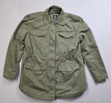 Atmosphere Jacket Womens 6 Olive Green Utility Embroidered Zip Believe Floral