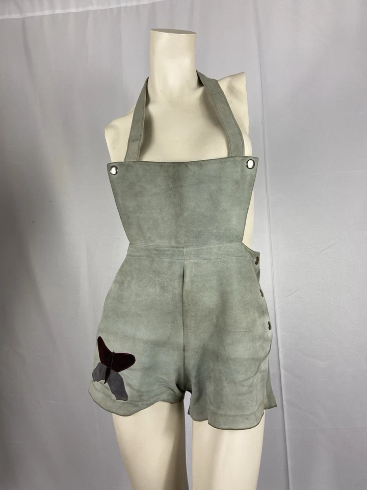 Mameluco vintage Go Go años 70 de cuero gris Foto 2 de 4