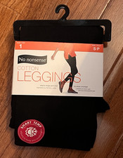 No Nonsense Cotton Leggings Small 4-6 Medium No Show Black SMART TEMP New