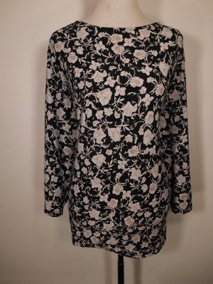 Beautiful Women's 3X Croft & Barrow Black Floral Design Long Sleeve Blouse