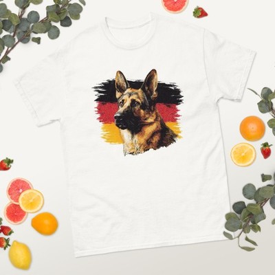 German Shepherd Germany Flag T-Shirt Vintage Dog Lover  Tee Unisex