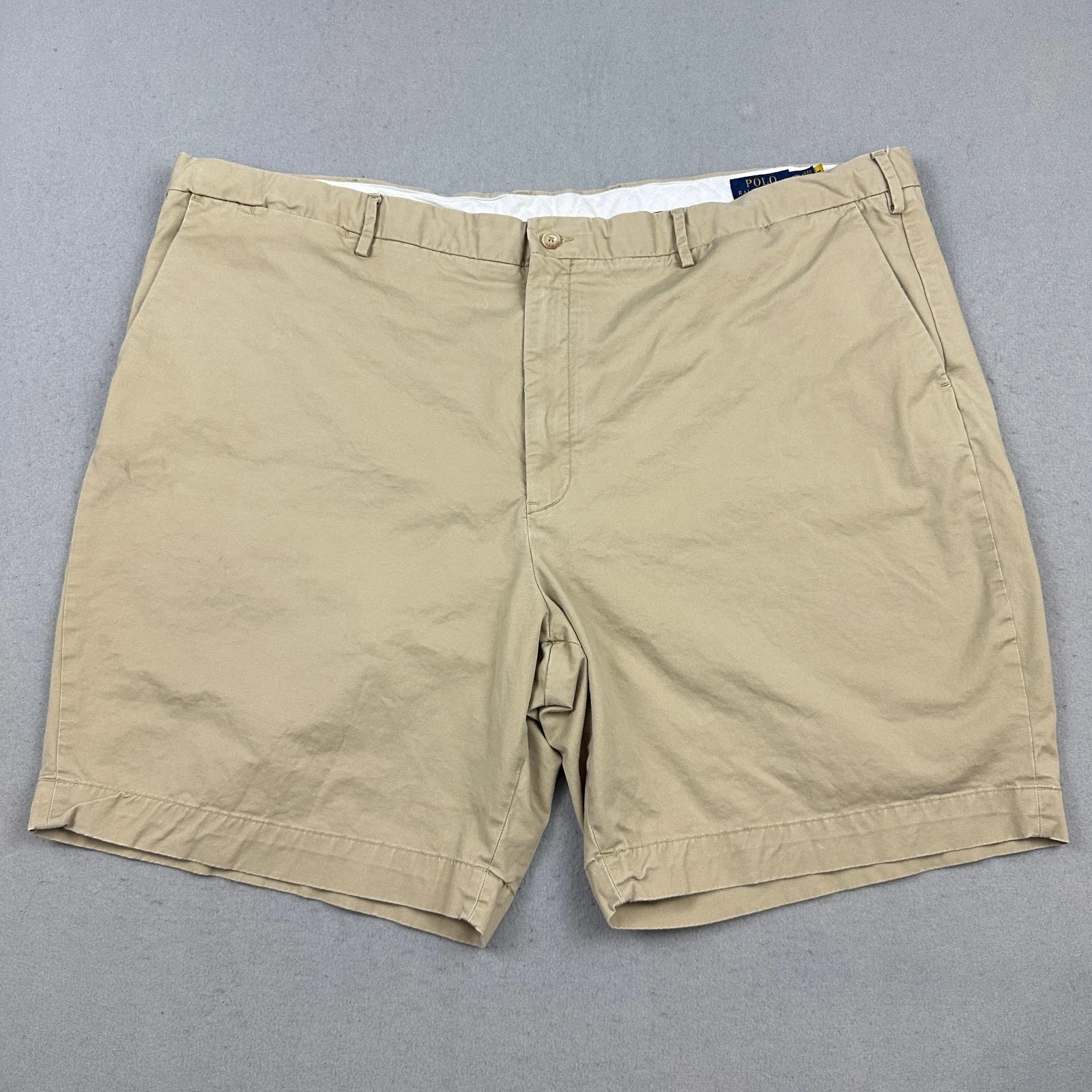 Polo Ralph Lauren Shorts Men 50 Big Beige Solid Chino Stretch Classic Poclets *