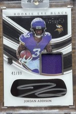 JORDAN ADDISON • 2023 Immaculate EYE BLACK ROOKIE JERSEY AUTO RPA #d /99 Vikings