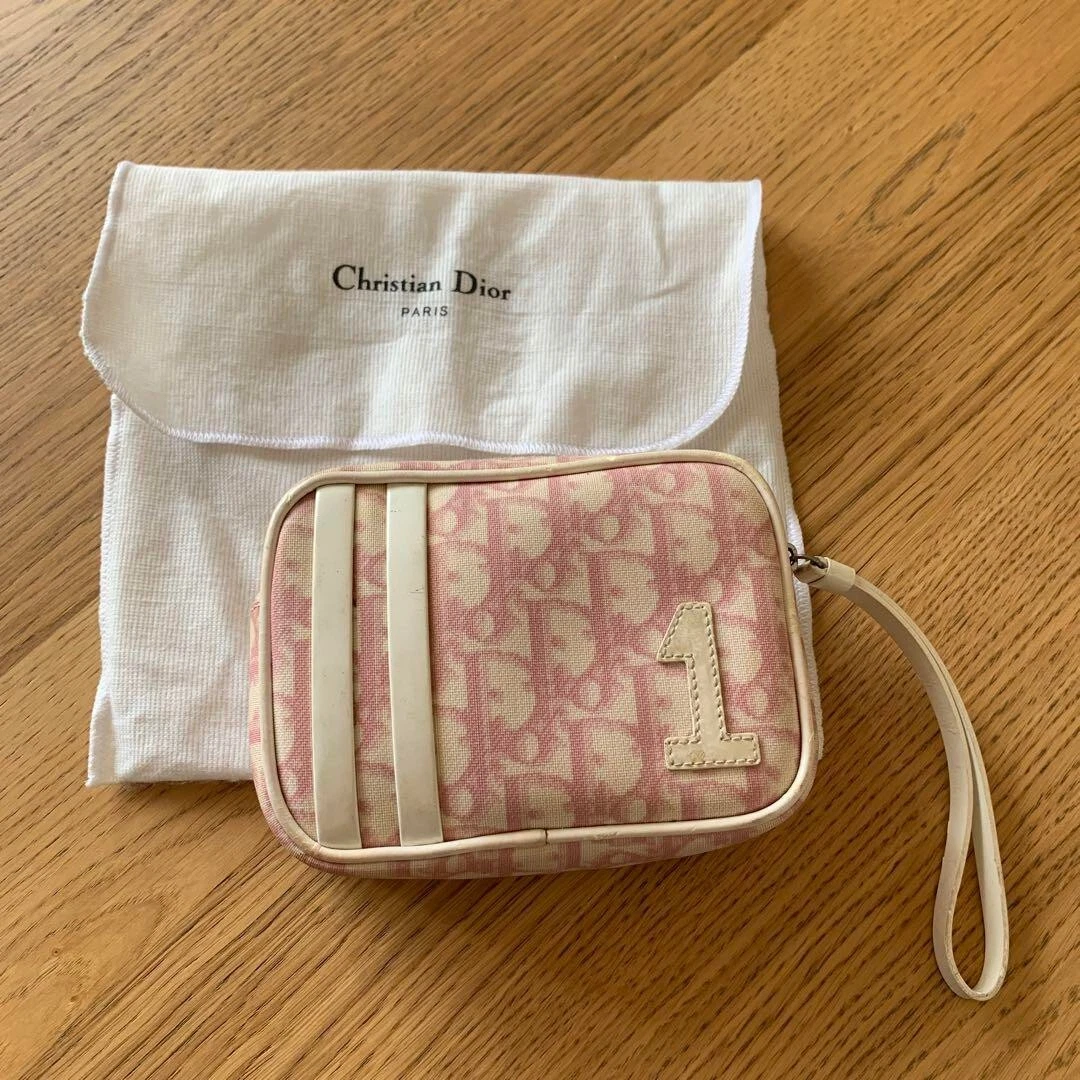 Sac bracelet Christian Dior Vintage Trotter Monogramme toile rose pré aimé