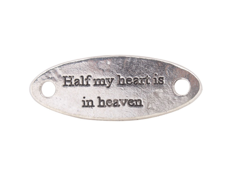 20PCS Antiqued Silver Half my heart is in heaven Oval Links