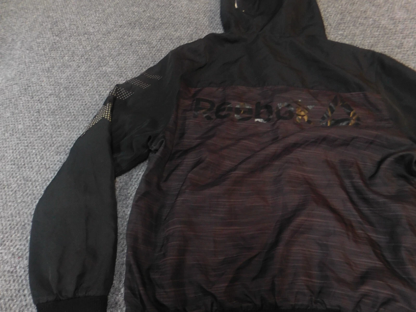 Reebok Mens Jacket M purple black Hoodie full zip drawstring blue - product detail image 11