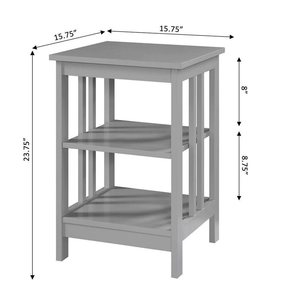 End Table Shelves 15.75 in. Gray Standard Height Square Top Wood Particleboard - Image 4 of 4