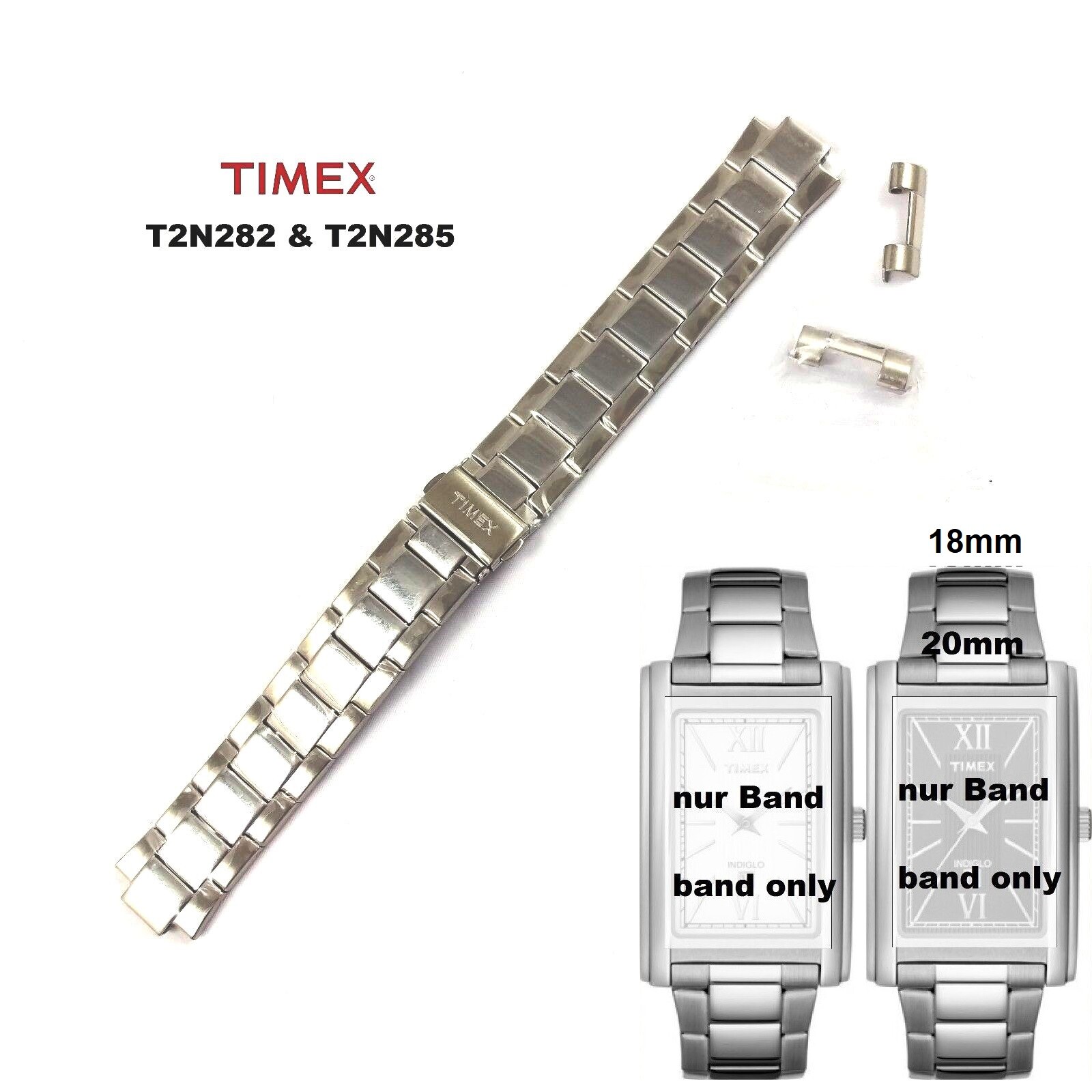 Timex Pulsera Reemplazo T2N282 & T2N285 Hombre Reloj de Pareja - Inox - Para