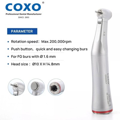 COXO Dental Fiber Optic 1:5 Increasing Standard Electric Contra Angle Handpiece