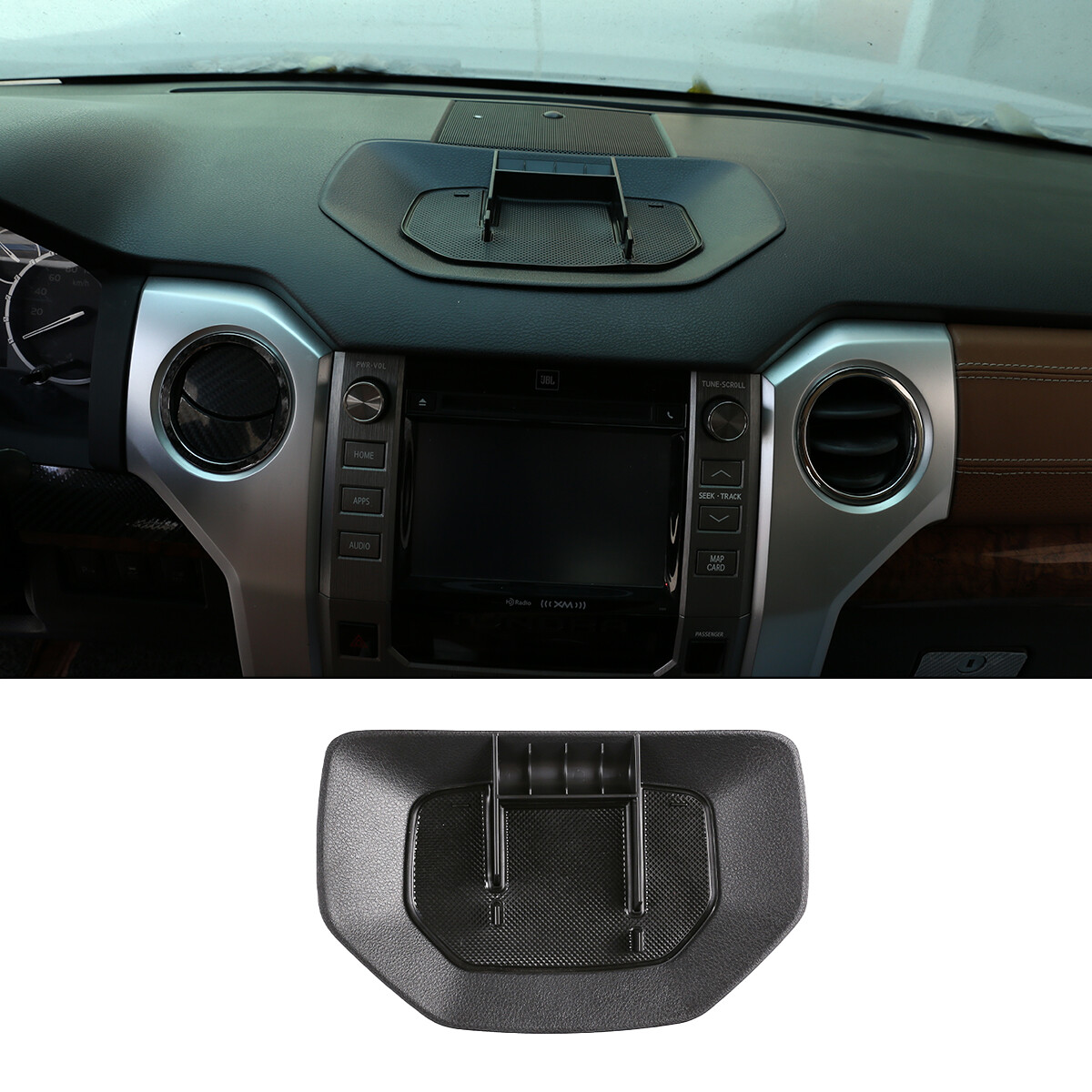 Mobile Phone Mount Holder Console Dash Storage Box Tray for Toyota Tundra 14-21