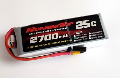 RoaringTop LiPo Battery Pack 25C 2700mAh 3S 11.1V with XT60 Plug 