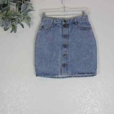 Stuffed Shirt Vintage Lightwash Denim Button Front Mini Skirt