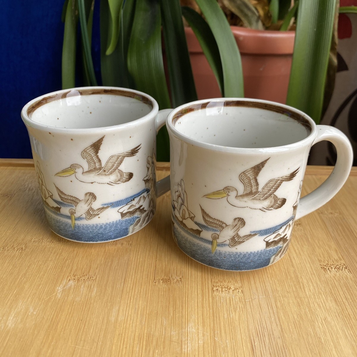 Vintage Otagiri Japan Pelican Birds Coffee Mug Cups Seaside 