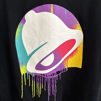 Men's Medium Taco Bell Employee Uniform Multi Color Splash Logo.