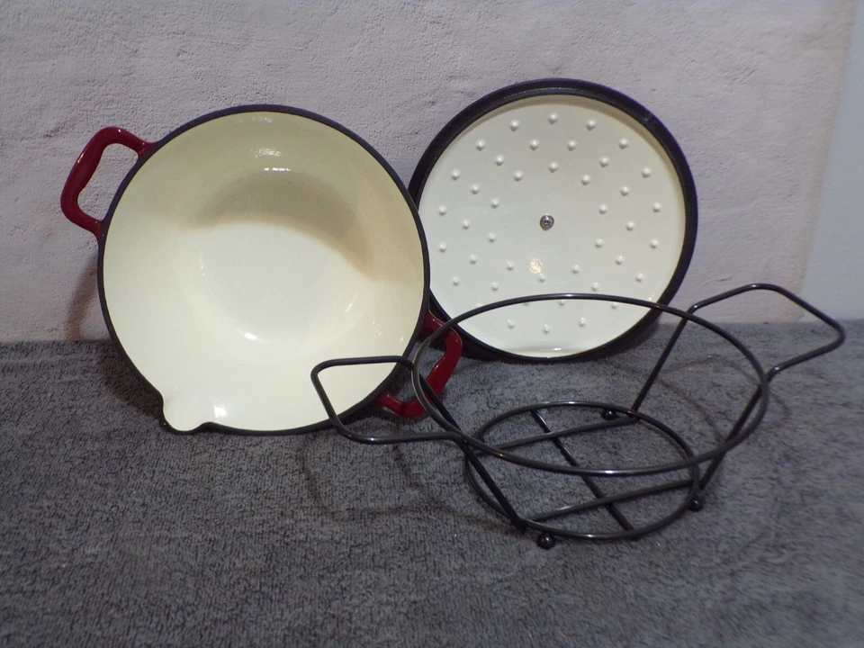 Cooks Essentials Companion Kochgeschirr rot 3-teilig Gusseisen Emaille Dutch Oven Neu in Verpackung - Bild 3 von 3