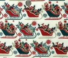 JOANN VINTAGE STYLE SANTAS SLEIGH SUPER SNUGGLE SOFT FLANNEL FABRIC 2YDX42"