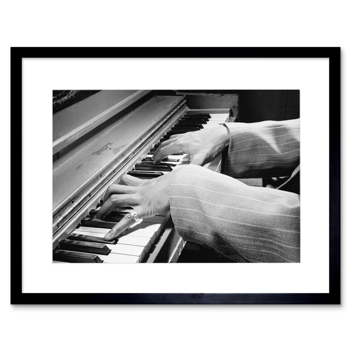 Vintage Music Legend Nat King Cole Piano Hands Framed Wall Art