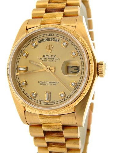 Da uomo Rolex Day-Date Presidente 18k Gold Watch corteccia champagne  diamante quadrante 18078 | eBay