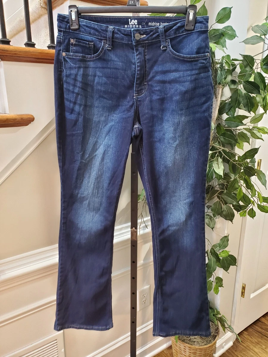 Lee Riders Women Blue Denim Cotton Zipper Mid Rise Bootcut Jeans Pant Size 12M