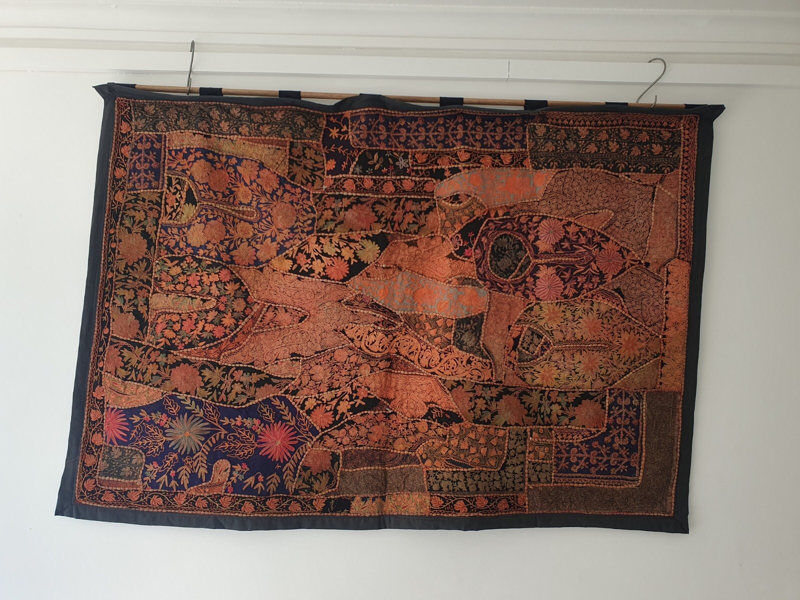 🔶️ANTIQUE BURMA THAI THAILAND BROCADE APPLIQUE EMBROIDERY TEXILE WALL DECOR